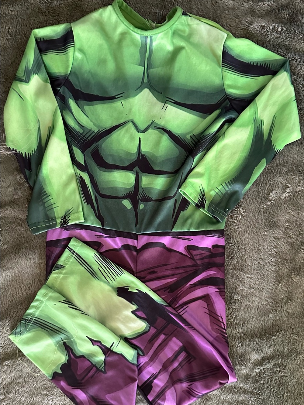 Marvel Green & Purple Hulk Muscle-Print One-Piece Bodysuit